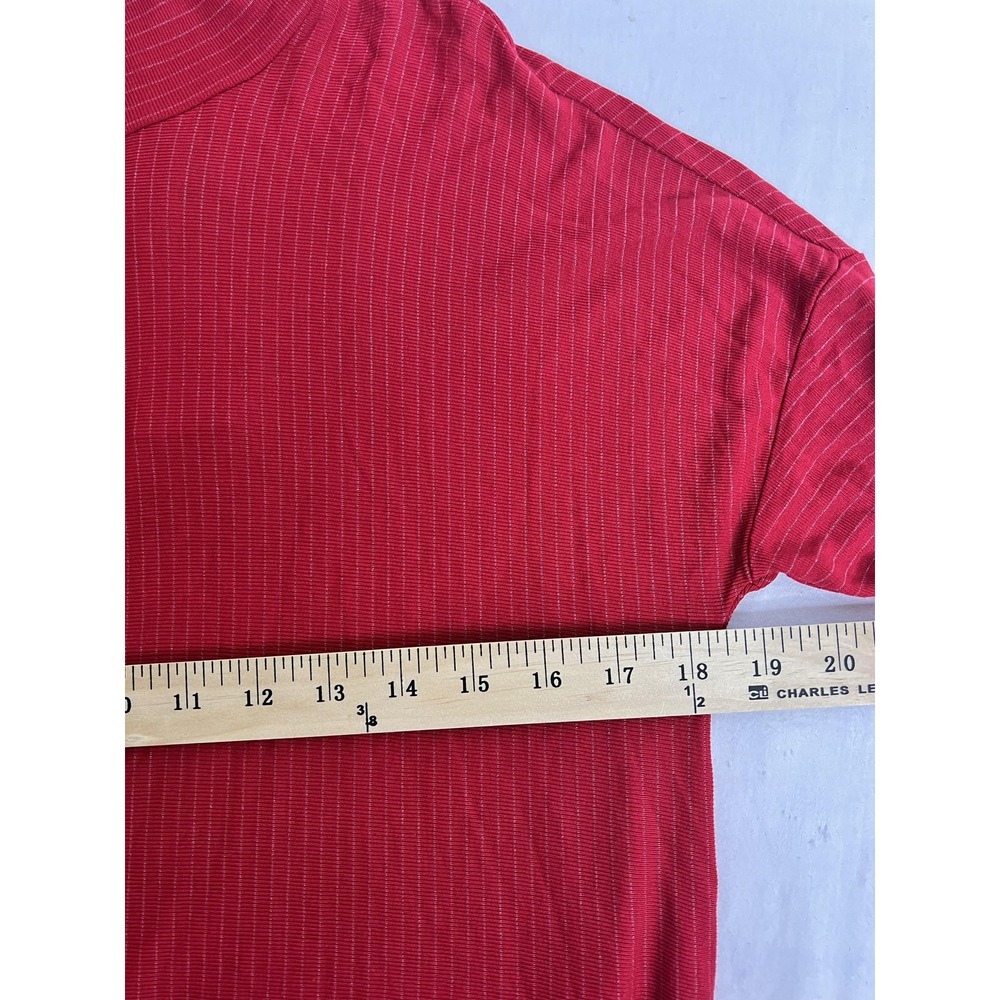 Michael Stars Turtleneck Swing Top Womens One Size Red Metallic Stripe Shirt NWT - Picture 4 of 7